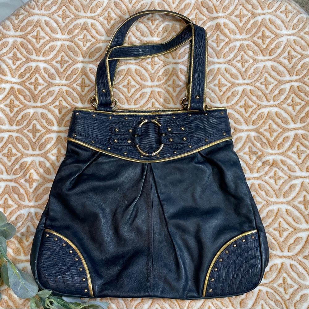 Navy  with gold accents bag Leather Bradley